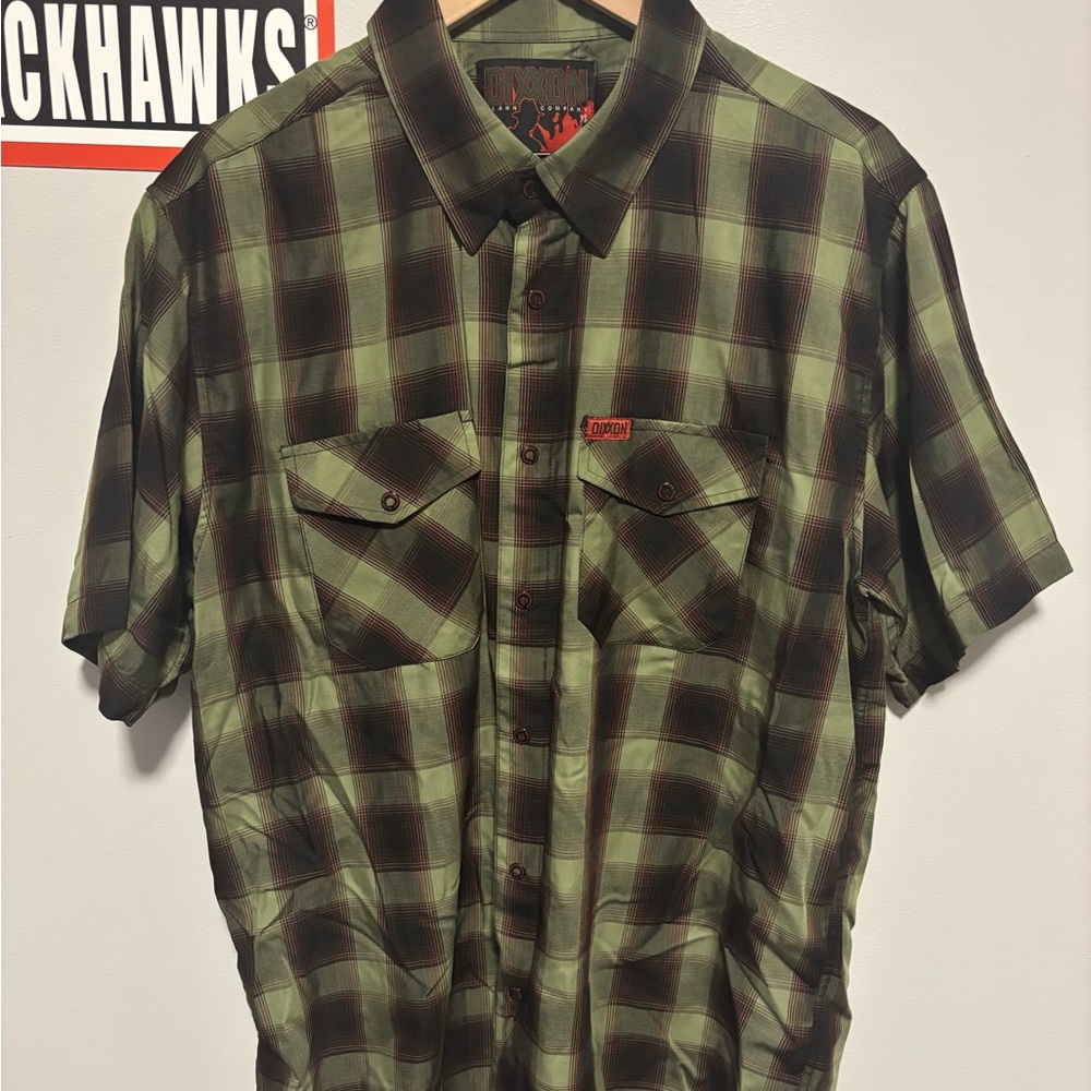 DIXXON Springwood Slasher Green and Black Checkered Men's Shirt